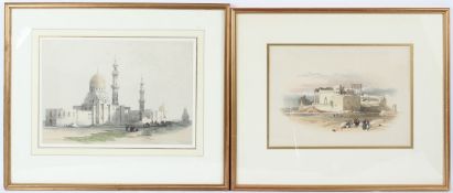 AFTER DAVID ROBERTS (1796-1864) Two Middle Eastern views, coloured lithographs 24 x 35cm and 23 x