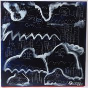 HARIF GUZMAN (1975) 'Night Residue' mixed media on canvas signed and dated 2017 unframed 60 x 60cm