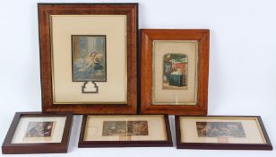 BAXTER PRINTS Five coloured prints including 'News from Australia' and 'An Unhappy Child' largest 15