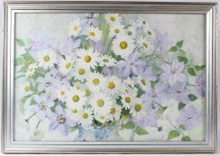 NORMA JAMESON ROI RBA (b.1933) 'Summer Bouquet' oil/acrylic on board signed inscribed verso with