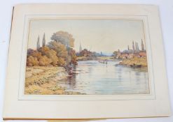 ARTHUR MARSH 'Great Marlow' watercolour signed and inscribed gallery label on backing board unframed