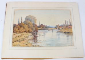 ARTHUR MARSH 'Great Marlow' watercolour signed and inscribed gallery label on backing board unframed