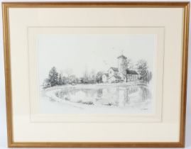 TERENCE CUNEO (1907-1996) Marney's Pond, Esher pencil drawing signed 26 x 38.5cm