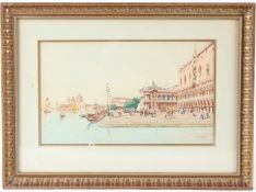 CARLO MENEGAZZI (1856-1920) View of Venice with the Rialto Palace watercolour, signed and inscribed,