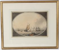 SAMUEL ATKINS (c.1787-1808) Maritime scene watercolour signed 24 x 34cm
