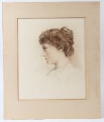 ENGLISH SCHOOL (LATE 19TH CENTURY) Bust length portrait of a lady in profile coloured crayons