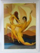 V L PRONK (20TH CENTURY) Two dancing nudes oil on board signed and dated 1993 95 x 67cm