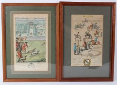 AFTER RICHARD BLOME (1635-1705) 'The Manag'd Horse' and 'Coursing with Greyhounds' two coloured