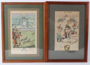 AFTER RICHARD BLOME (1635-1705) 'The Manag'd Horse' and 'Coursing with Greyhounds' two coloured