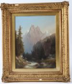 CONTINENTAL SCHOOL (19TH CENTURY) 'The Schreckhorn' oil on board bears title on backing board 25 x
