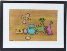 DESMOND MORRIS (b.1928) Connecting figures mixed media on paper initialled and dated '22 27.5 x 41.