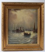 J. BUCHANAN (LATE 19TH CENTURY) Boats in harbour oil on canvas signed 34 x 29cm