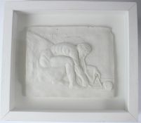 SIR EDUARDO PAOLOZZI (1924-2005) Newton after William Blake plaster relief in glazed case overall 30