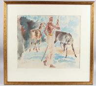 ALBERT LIPCZINSKI (1876-1974) African scene, watercolour, signed in pencil 38 x 44.5cm