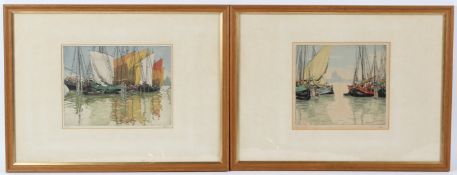 HANS FIGURA (1898-1978) Venetian fishing boats two etchings, both signed in pencil 17 x 23cm and