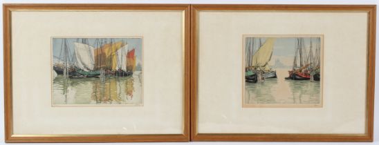 HANS FIGURA (1898-1978) Venetian fishing boats two etchings, both signed in pencil 17 x 23cm and