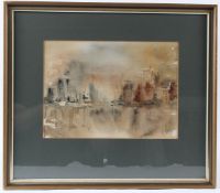CECIL R BUCHANAN 'Belfast Docks 1973' 'Troubles' watercolour signed and titled on backing board 23 x