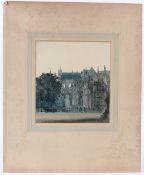 T STUART MILNER Figures by a cannon outside an Abbey or Cathedral watercolour signed and dated