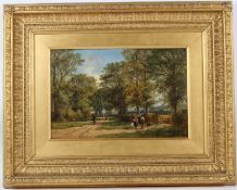 WILLIAM PITT (act.1851-1890) 'Lane near Great Wolford Warwickshire' oil on board signed with a