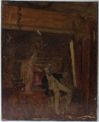 ENGLISH SCHOOL (LATE 19TH EARLY 20TH CENTURY) Artist painting at an easel with a woman beside a