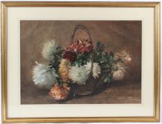 ENGLISH SCHOOL (19TH CENTURY) Still life basket of flowers watercolour 37.5 x 54cm