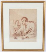 AFTER F BARTOLOZZI A scholar with an angel sepia print 30 x 24cm