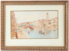 CARLO MENEGAZZI (1856-1920) View of Venice with the Rialto Bridge watercolour, signed 17 x 29cm