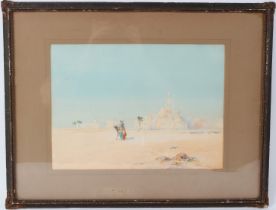 WILLIAM KNOX (1862-1925) Middle Eastern scene with camel rider and mosque watercolour signed 27 x