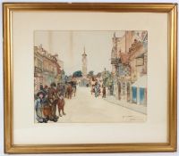 E H ATWELL 'Epsom 1906' watercolour signed 44 x 53.5cm