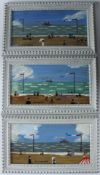 M CHAPMAN Beach scenes three oil on boards each signed 14 x 28cm (3)