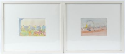 DANNY MARKEY (1965) Two views of buildings pair of watercolours 12 x 17cm (2)