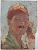 ALBERT LIPCZINSKI (1876-1974) Portrait of a Traveller, oil on wooden panel, signed unframed 35.5 x