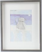 PATRICK PROCKTOR (1936-2003) Jug on a balustrade, yacht beyond watercolour and pencil signed 25 x