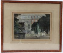 HENRY FRANK WARING Girls by a fountain (probably Hampton Court Palace) watercolour signed and