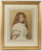 JOHN EDWARD GOODALL Girl in a white dress watercolour signed Christopher Wood Gallery label 40 x
