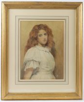 JOHN EDWARD GOODALL Girl in a white dress watercolour signed Christopher Wood Gallery label 40 x