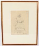 CONTINENTAL SCHOOL (EARLY 20TH CENTURY) Woman drawing pencil sketch signed indistinctly and dated '