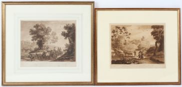 AFTER CLAUDE LORRAINE Two mezzotints 'Beauties plate 7' and 'from the collection of Duke of