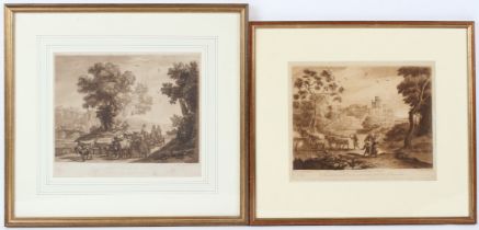 AFTER CLAUDE LORRAINE Two mezzotints 'Beauties plate 7' and 'from the collection of Duke of