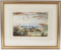 ENGLISH SCHOOL (19TH CENTURY) View of Salisbury Cathedral watercolour signed with initials MJN 16