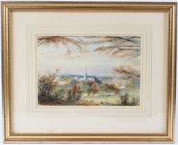 ENGLISH SCHOOL (19TH CENTURY) View of Salisbury Cathedral watercolour signed with initials MJN 16
