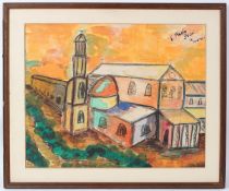 CIRCLE OF MARC CHAGALL 'S. Paolo Fueri le Mura' charcoal and watercolour inscribed 40 x 50cm