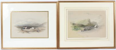 AFTER DAVID ROBERTS (1796-1864) Two Middle Eastern views, coloured lithographs 24.5 x 34.5cm and