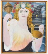 PAUL BENEDICT BRAND (1916-2008) 'Isis' or 'White Goddess II' oil on board Mall Galleries label verso