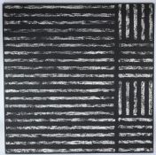RICHARD ALLEN (1964) Linear abstract oil on canvas unframed 106 x 106cm