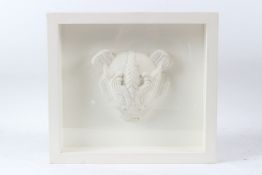 SIR EDUARDO PAOLOZZI (1924-2005) Dragon head plaster relief in glazed case overall 40 x 36cm