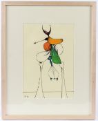 DESMOND MORRIS (b.1928) Figure mixed media on paper signed with initials dated '08 29 x 20cm