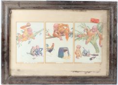 LAWSON WOOD (1878-1957) Three coloured prints of Apes in a common frame, each 23 x 16cm