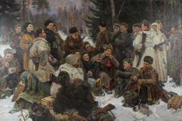 AFTER YURI NEPRINTSEV 'The Rest after Battle' oil on canvas 120 x 180cm The original version of