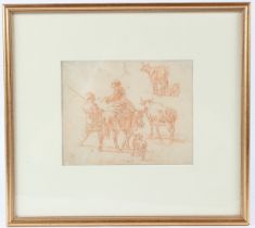 DUTCH SCHOOL (18TH CENTURY) Figures and cattle red chalk drawing 16 x 20cm